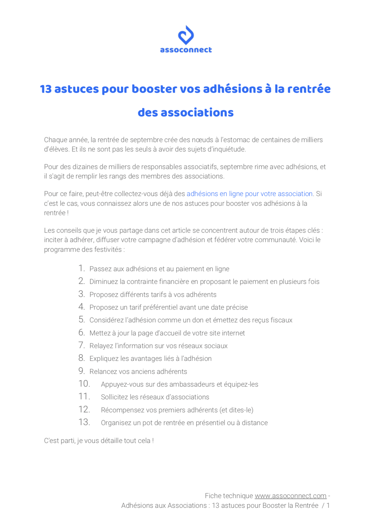 Fiche Technique Adh Sions Aux Associations Astuces Pour Booster